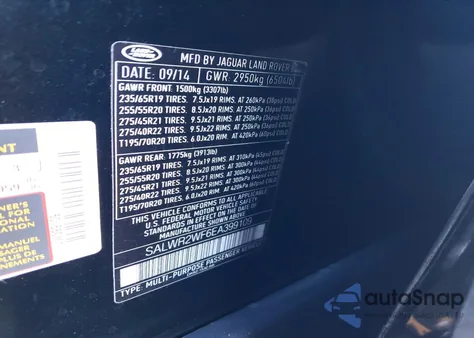 2014 Land Rover Range Rover Sport Hse z USA, uszkodzony, nr VIN SALWR2WF6EA399109